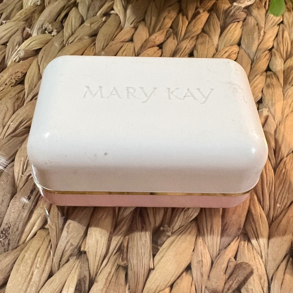 Mary Kay Soap Dish Compact Travel Case Vanity Container Pink Gold Trim
